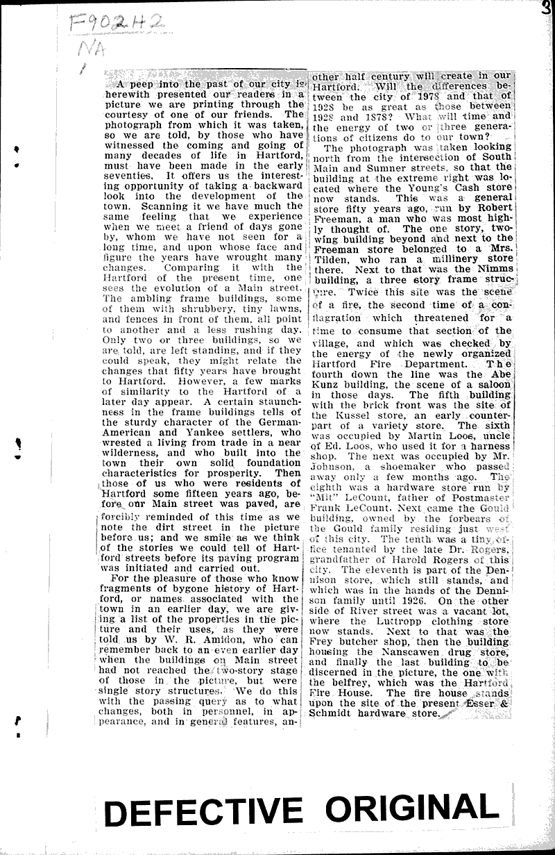Remembers Hartford of 70 years ago Newspaper Article/Clipping
