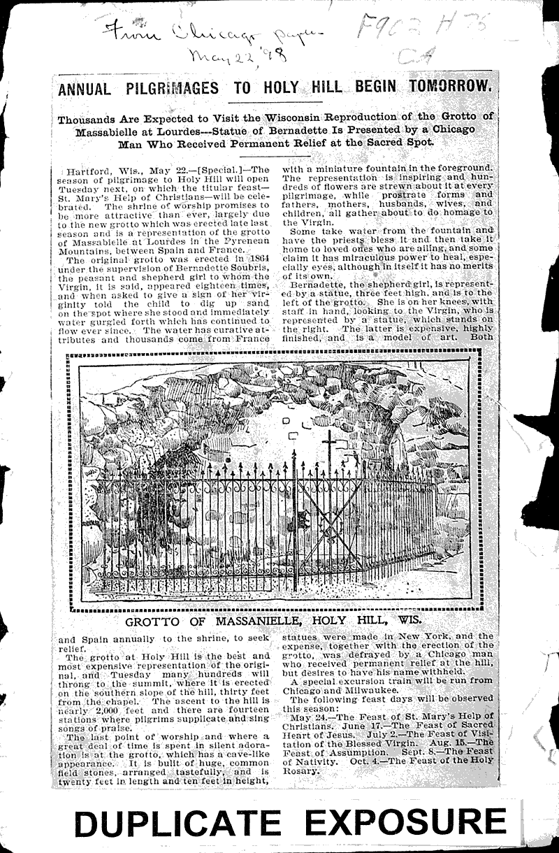  Source: Chicago Paper Topics: Church History Date: 1898-05-22