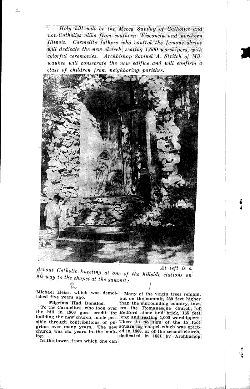 Dedication of Holy Hill shrine to draw devout throng today