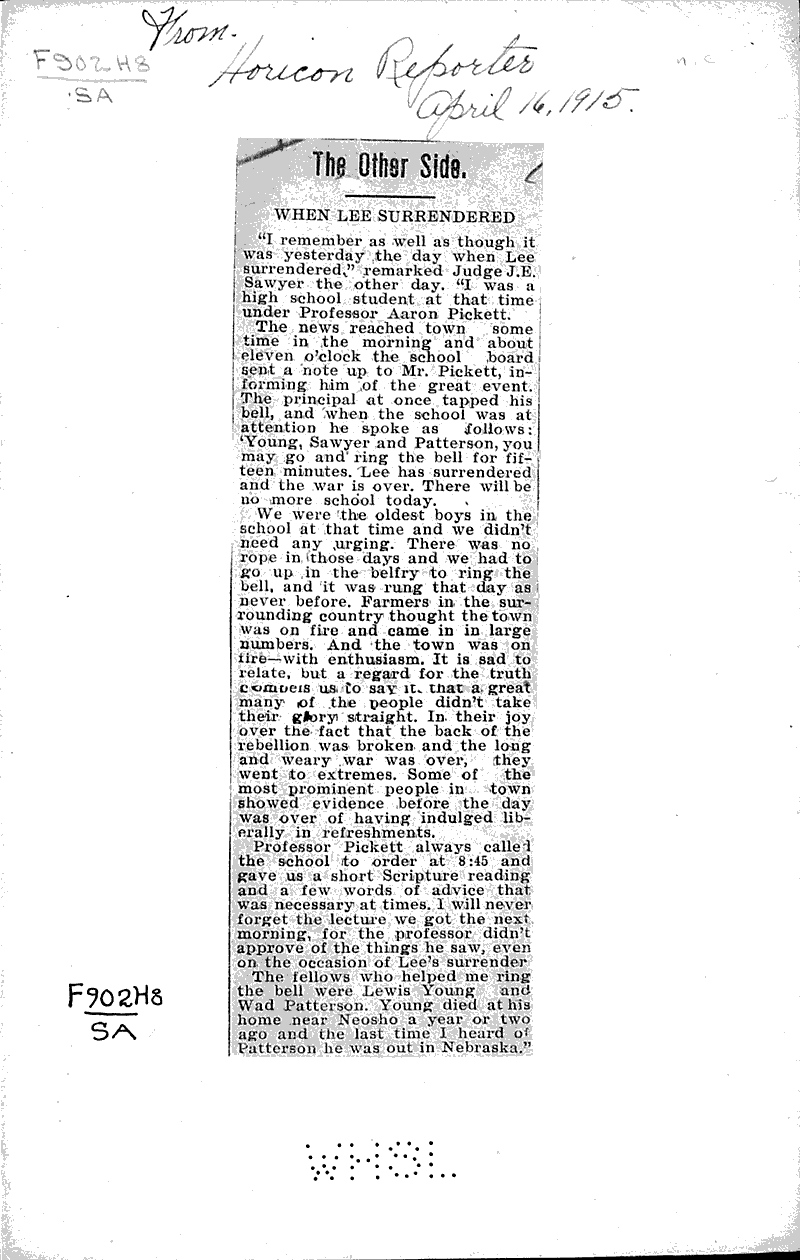 The other side. Newspaper Article/Clipping Wisconsin Historical Society