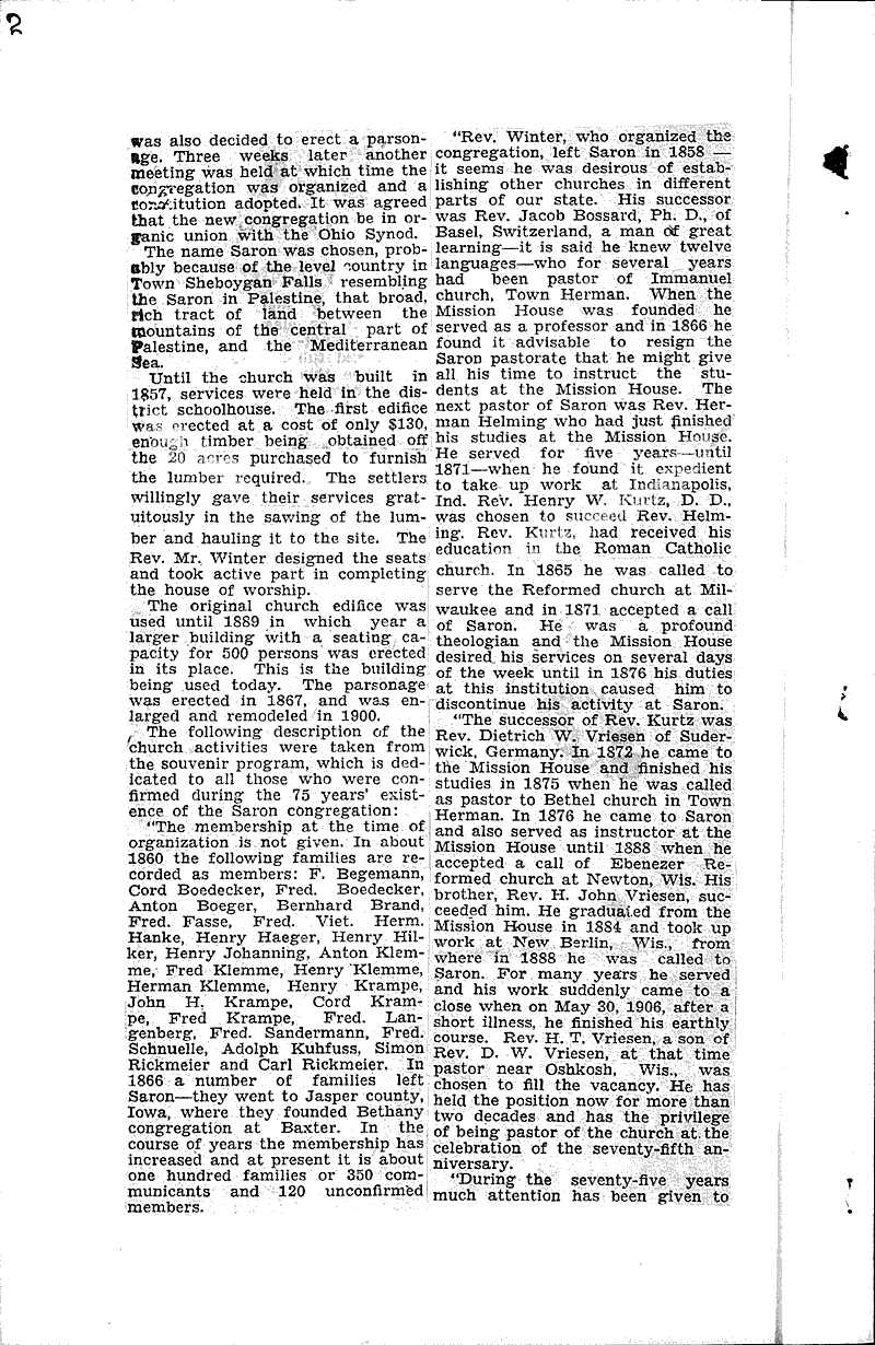  Source: Sheboygan Daily Press Topics: Church History Date: 1930-08-23