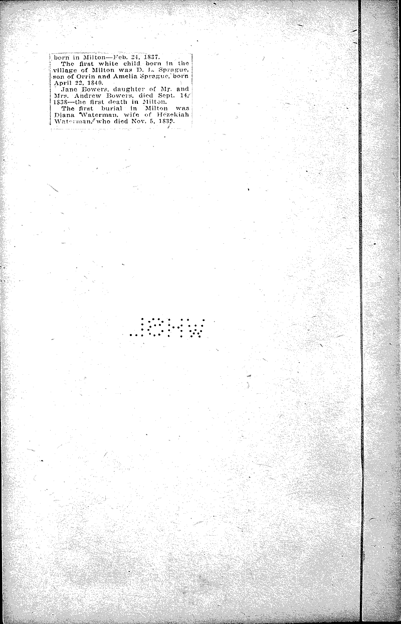 Founder of Janesville never saw a railroad; lived here but 3 years Source: Janesville Gazette Date: 1921-07-16