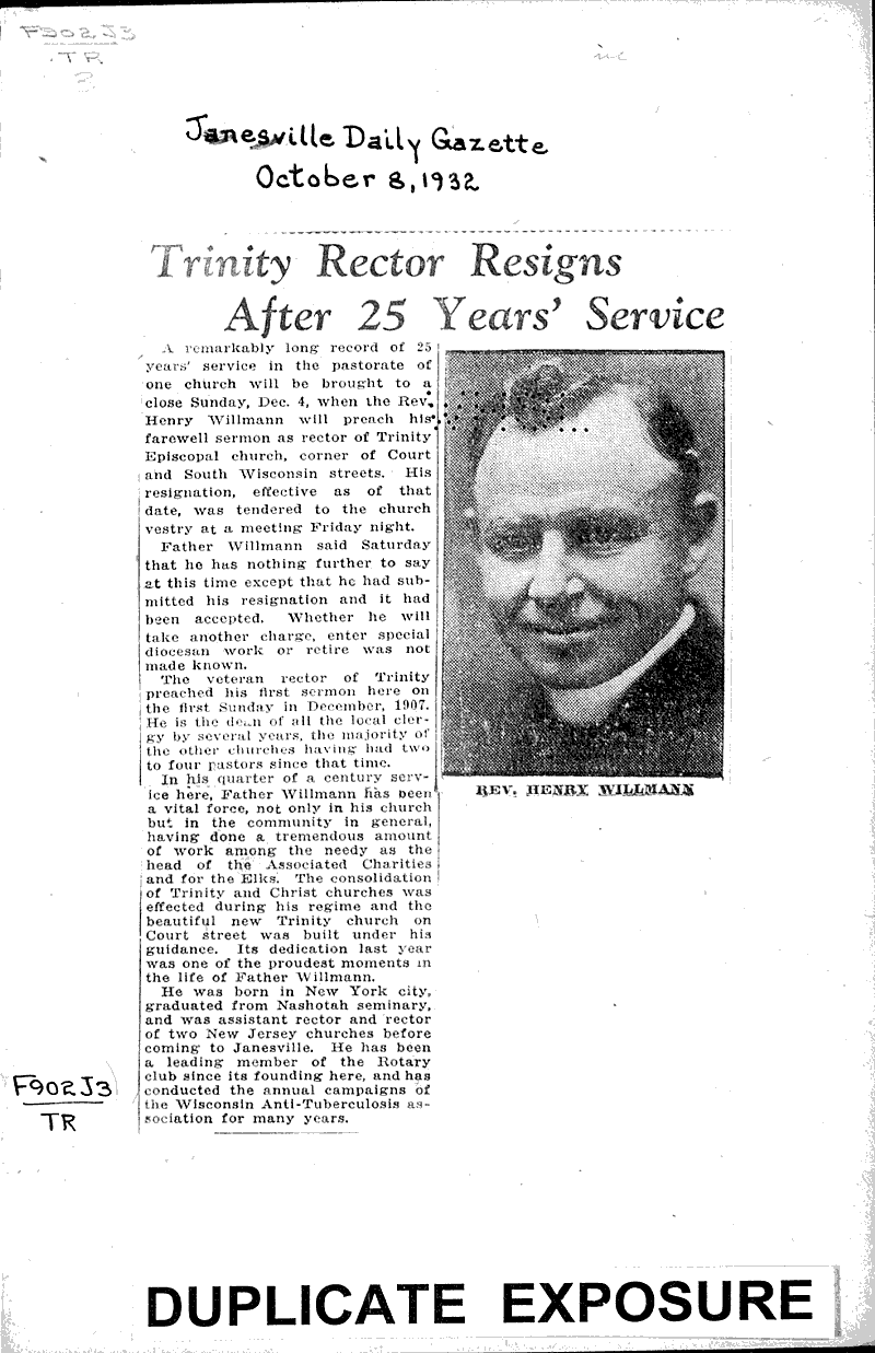  Source: Janesville Daily Gazette Topics: Church History Date: 1932-10-08