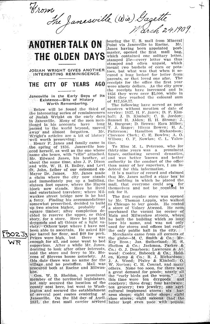  Source: Janesville Gazette Date: 1909-03-24