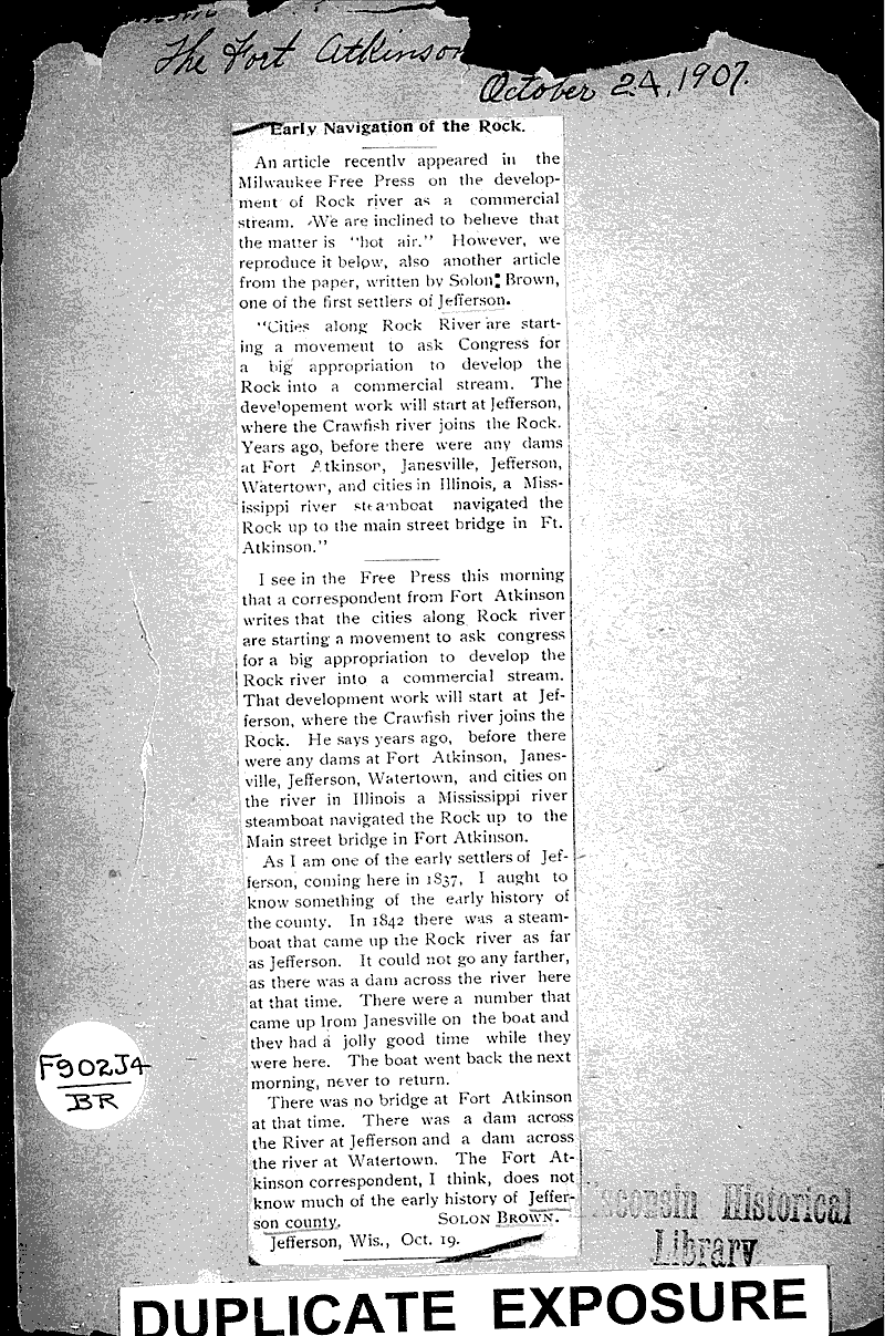 Source: Fort Atkinson Democrat Topics: Transportation Date: 1907-10-24