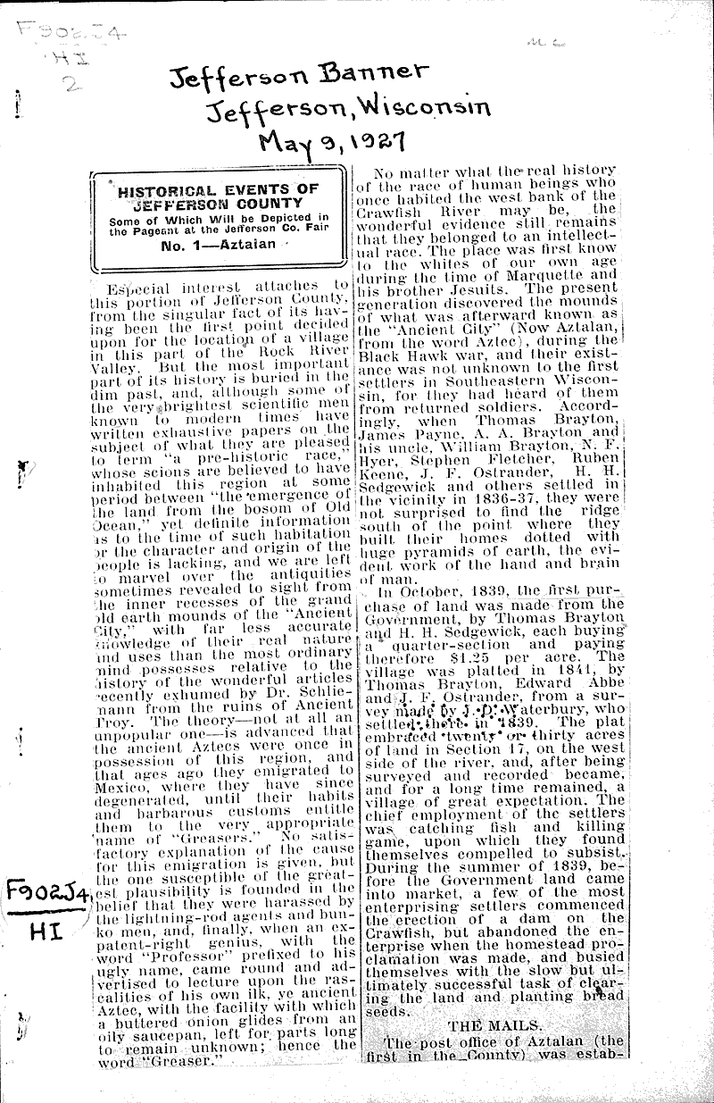  Source: Jefferson Banner Date: 1927-05-09