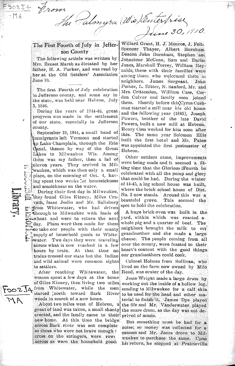  Source: Palmyra Enterprise Topics: Social and Political Movements Date: 1910-06-30