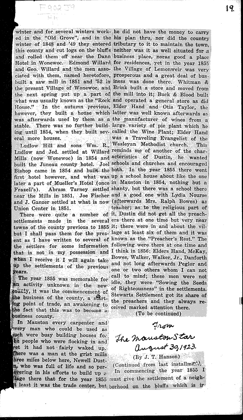  Source: Mauston Star Date: 1923-02-01