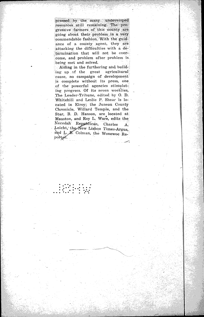  Source: Mauston Chronicle Topics: Agriculture Date: 1922-08-03