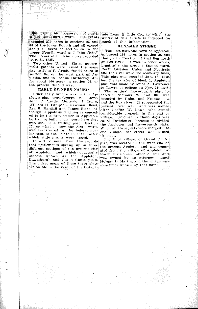 Kaukauna was sold by indians in 1793 for two barrels of rum Newspaper