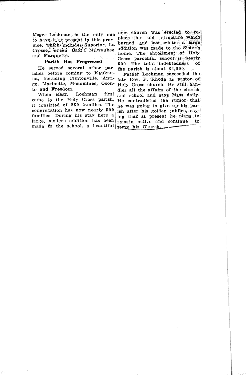  Source: Milwaukee Catholic Herald Topics: Church History Date: 1931-04-16