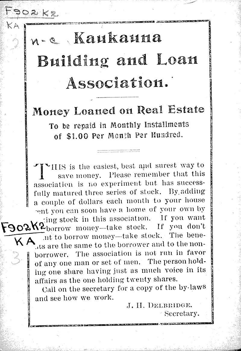 Semiannual statement of the Kaukauna Building and Loan Newspaper