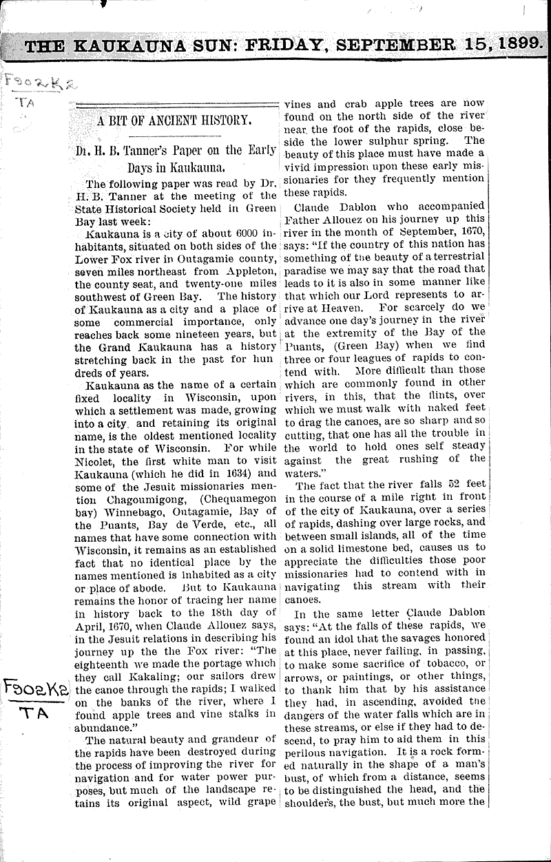  Source: Kaukauna Sun Date: 1899-09-15