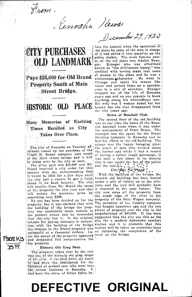  Source: Kenosha News Topics: Architecture Date: 1920-12-29