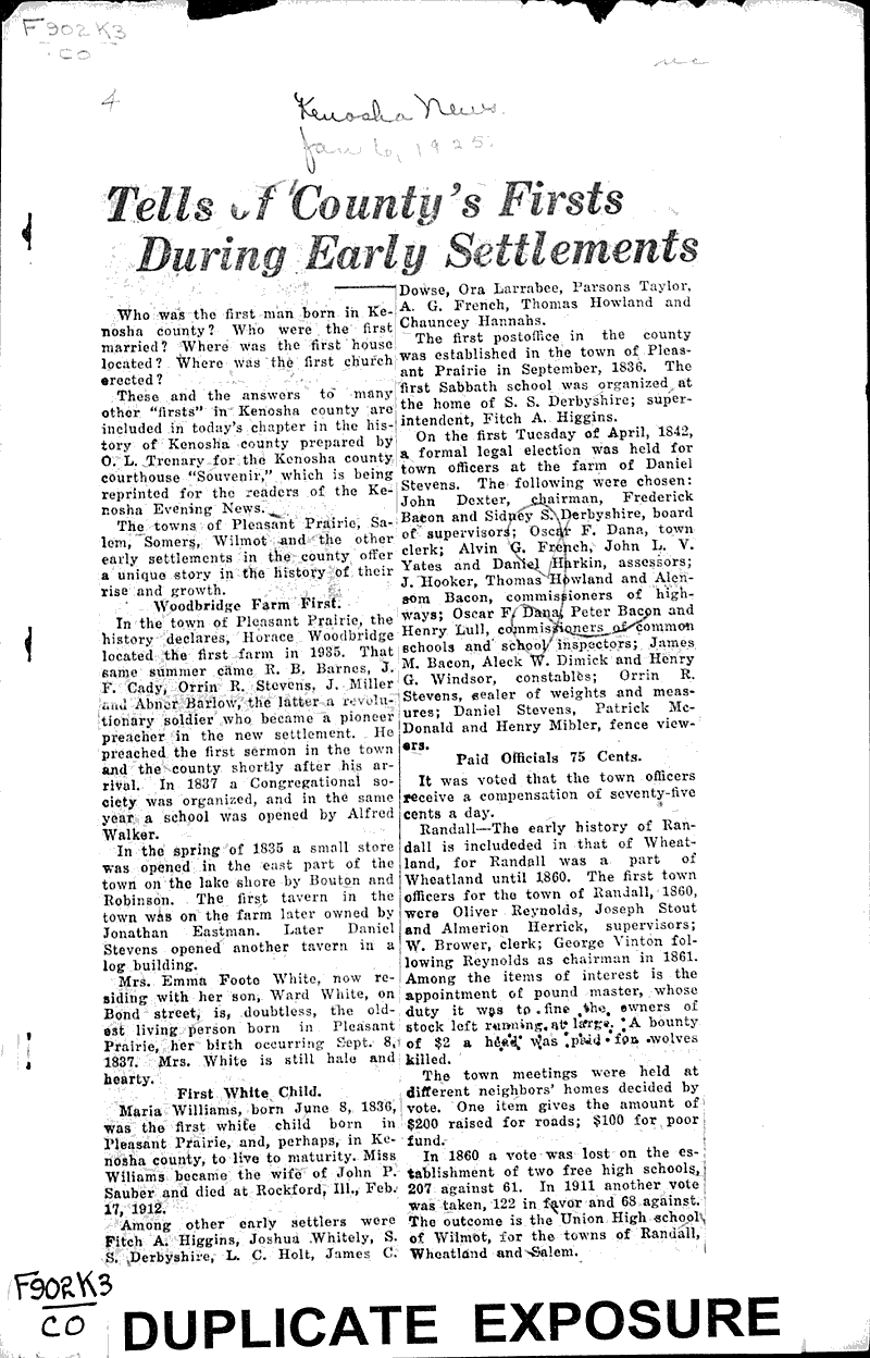  Source: Kenosha News Date: 1925-01-06