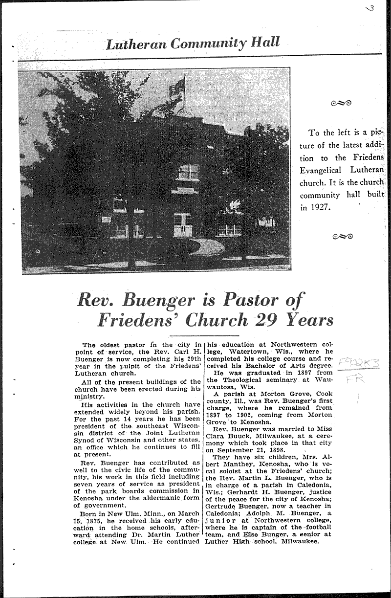  Source: Kenosha Evening News Topics: Church History Date: 1931-09-12