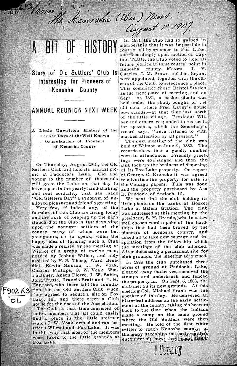  Source: Kenosha News Topics: Social and Political Movements Date: 1907-08-19