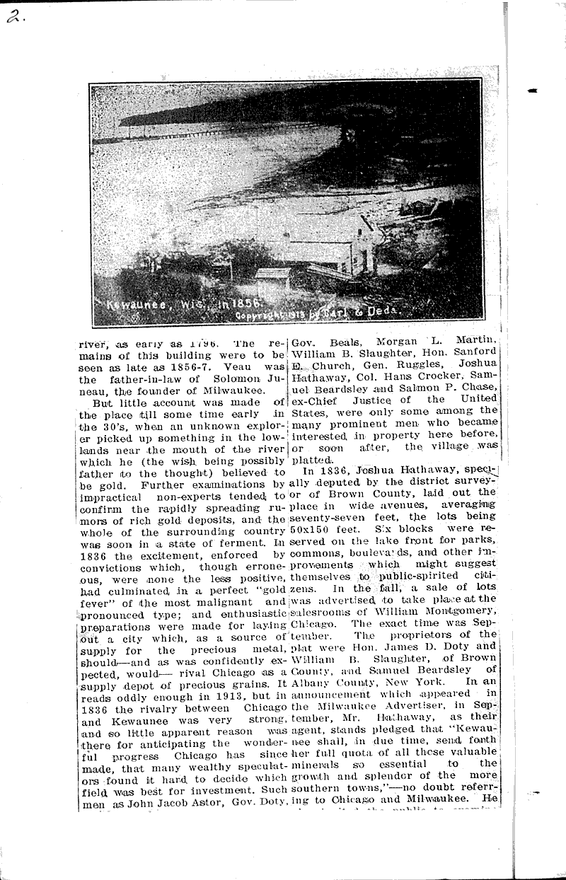 Historic Kewaunee Newspaper Article/Clipping Wisconsin Historical