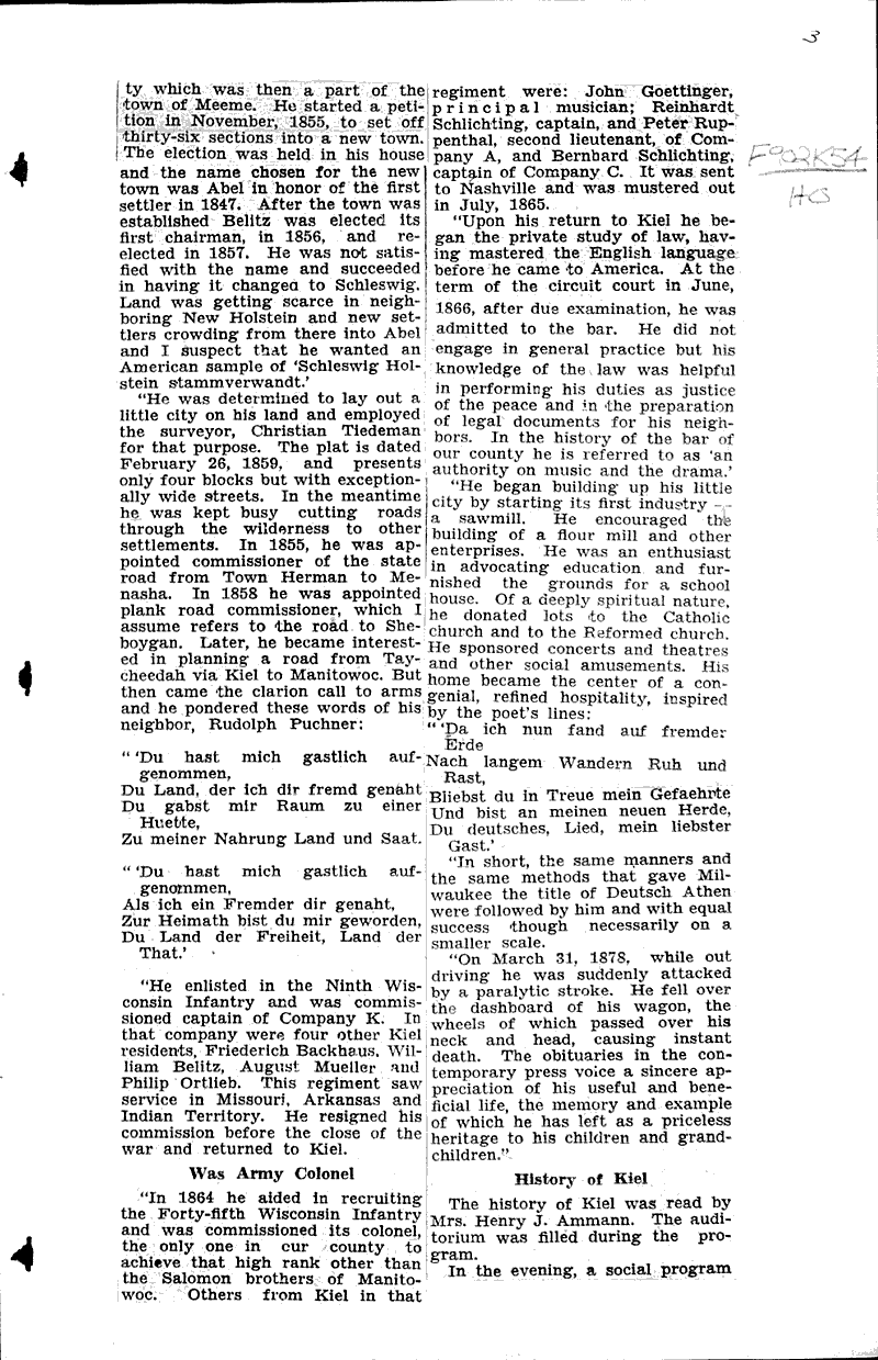 Kiel and July fourth program enjoyed Newspaper Article