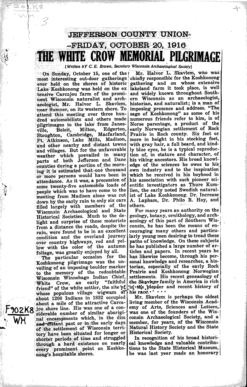  Source: Jefferson County Union Topics: Indians and Native Peoples Date: 1916-10-20