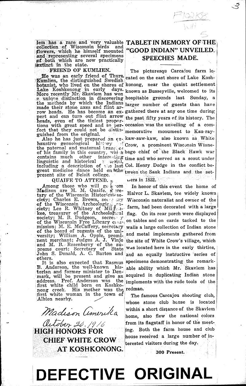 Source: Janesville Gazette Topics: Indians and Native Peoples Date: 1916-10-07