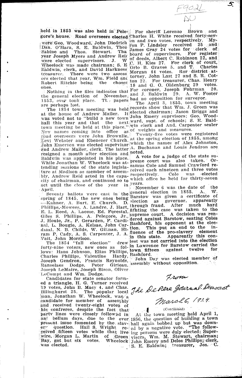  Source: De Pere Journal-Democrat Topics: Government and Politics Date: 1924-02-14