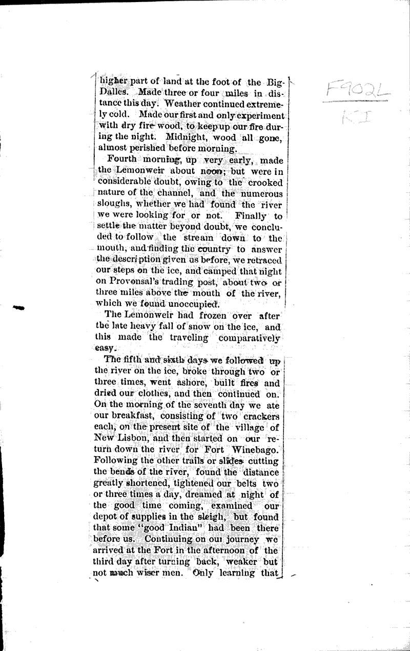 Early explorations in the Lemonweir Valley Newspaper Article/Clipping Wisconsin Historical