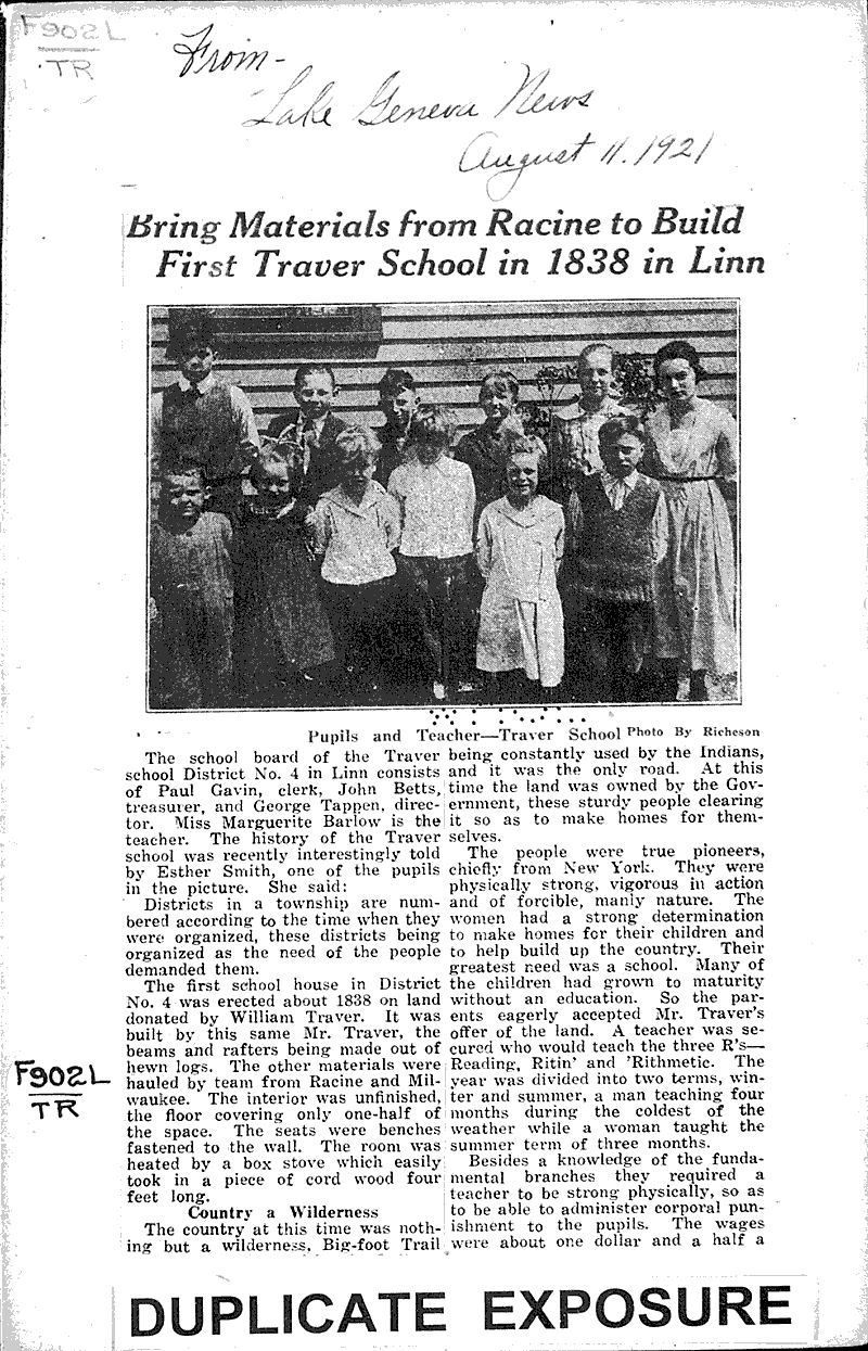  Source: Lake Geneva News Topics: Education Date: 1921-08-11