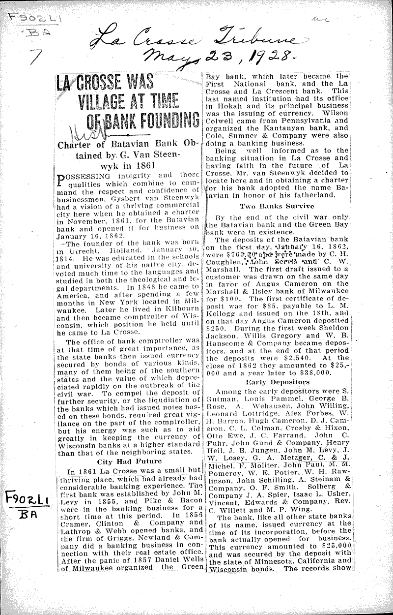  Source: La Crosse Tribune Topics: Industry Date: 1928-05-23