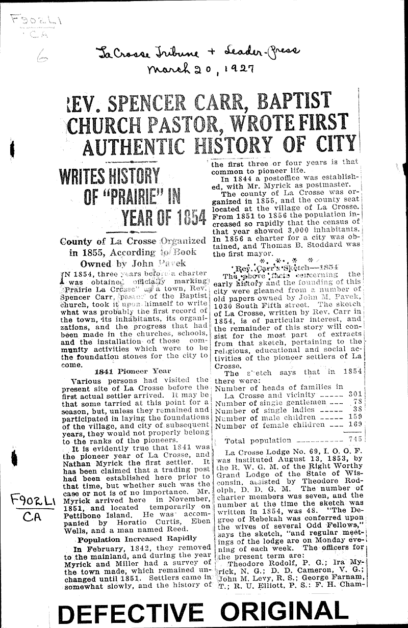  Source: La Crosse Tribune and Leader-Press Topics: Government and Politics Date: 1927-03-20