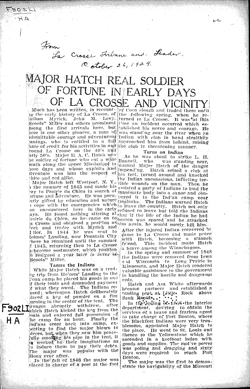  Source: La Crosse Tribune and Leader-Press Topics: Wars Date: 1924-10-26