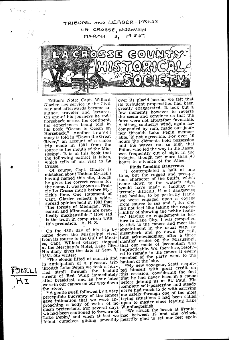 La Crosse county historical society finds landing dangerous