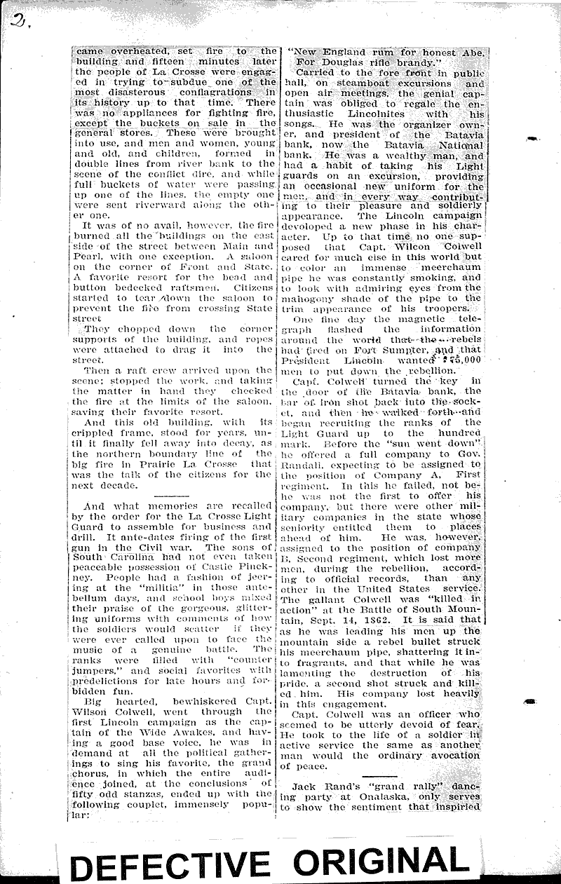 Early day events in the history of la crosse three links Newspaper