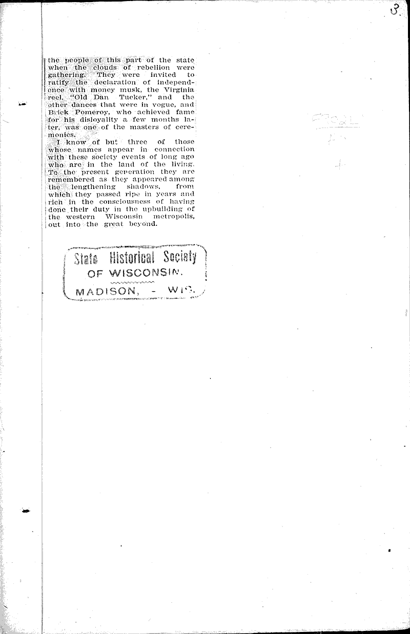 Early day events in the history of la crosse three links Newspaper