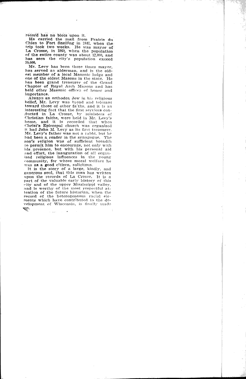 He saw la crosse rise to importance Newspaper Article/Clipping