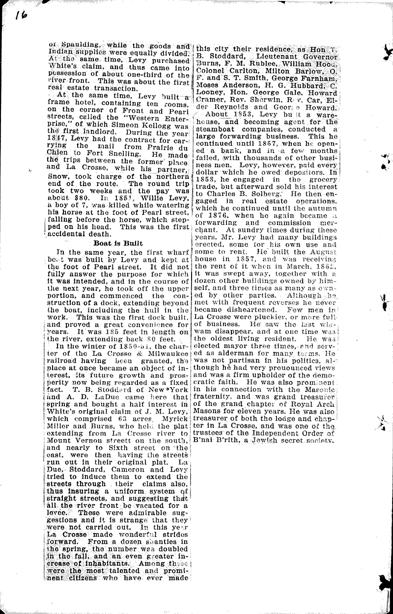 History of La Crosse County: Mrs. Helen A. Manville Source: La Crosse Tribune Topics: Art and Music Date: 1926-05-09