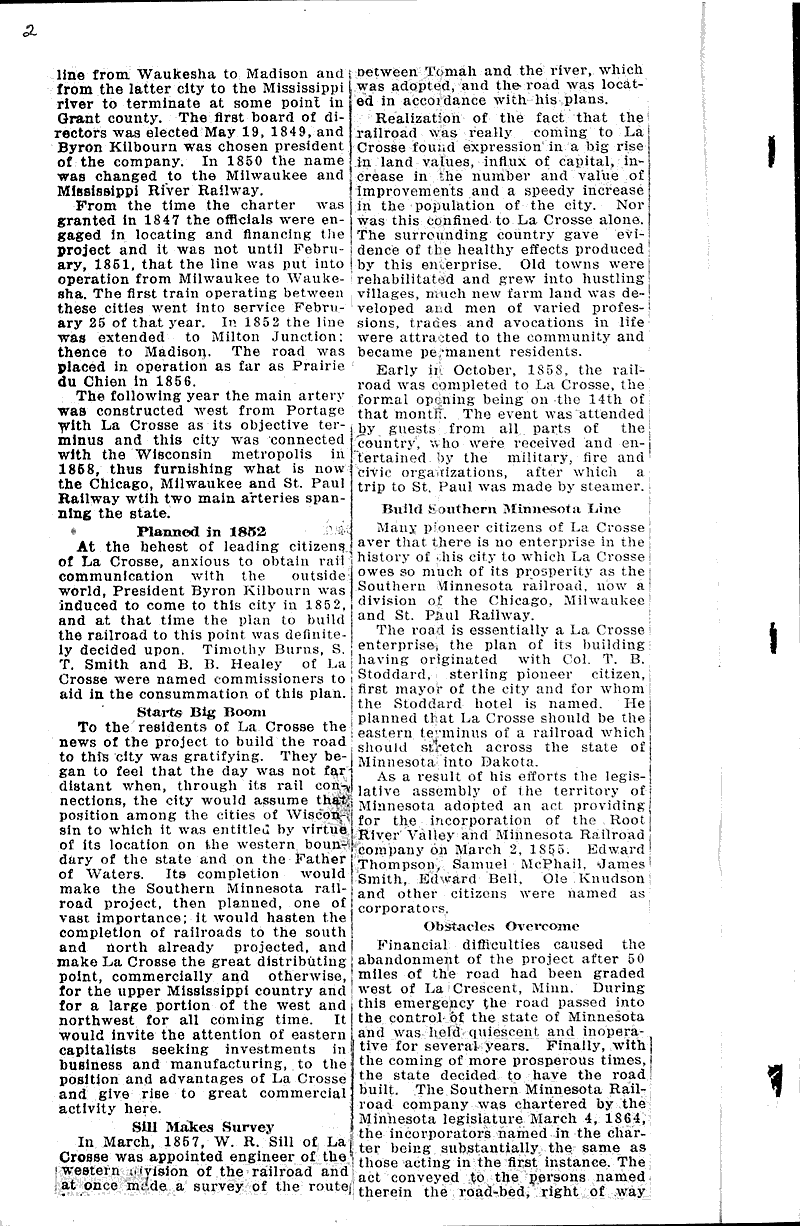  Source: La Crosse Tribune and Leader-Press Topics: Transportation Date: 1927-01-30