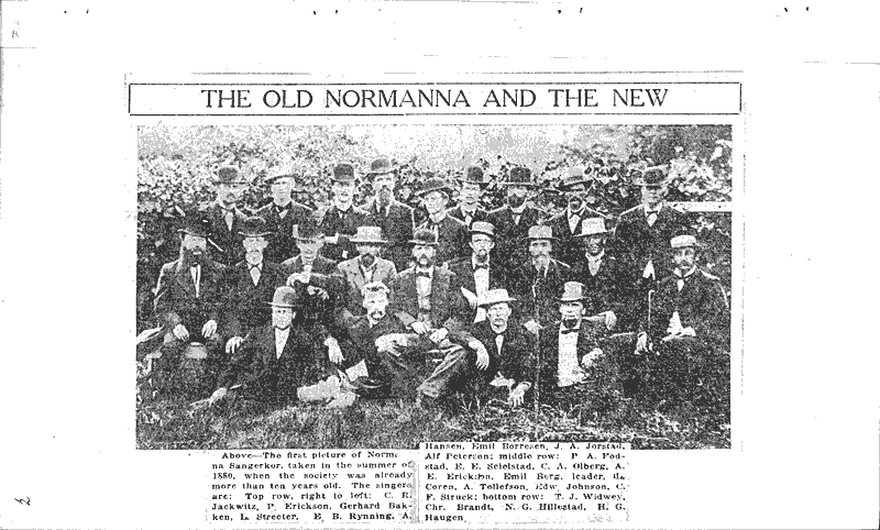 Normanna sangerkor america's pioneer norse song society Source: La Crosse Tribune Topics: Social and Political Movements Date: 1922-02-19