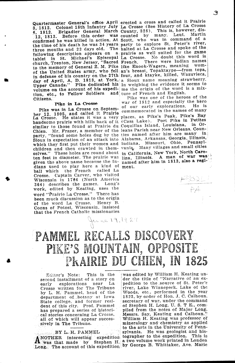  Source: La Crosse Tribune Topics: Voyages and Travels Date: 1927-06-12