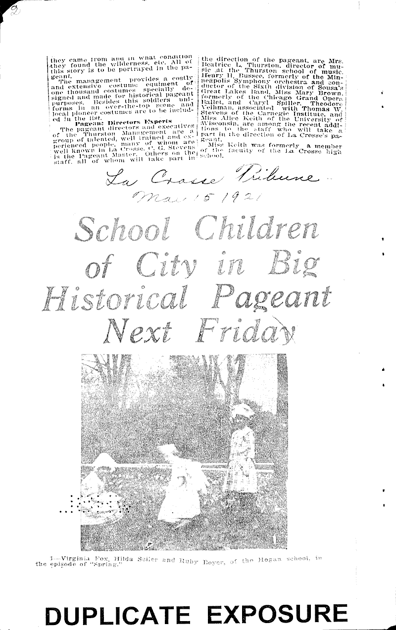  Source: La Crosse Tribune Topics: Social and Political Movements Date: 1921-05-08