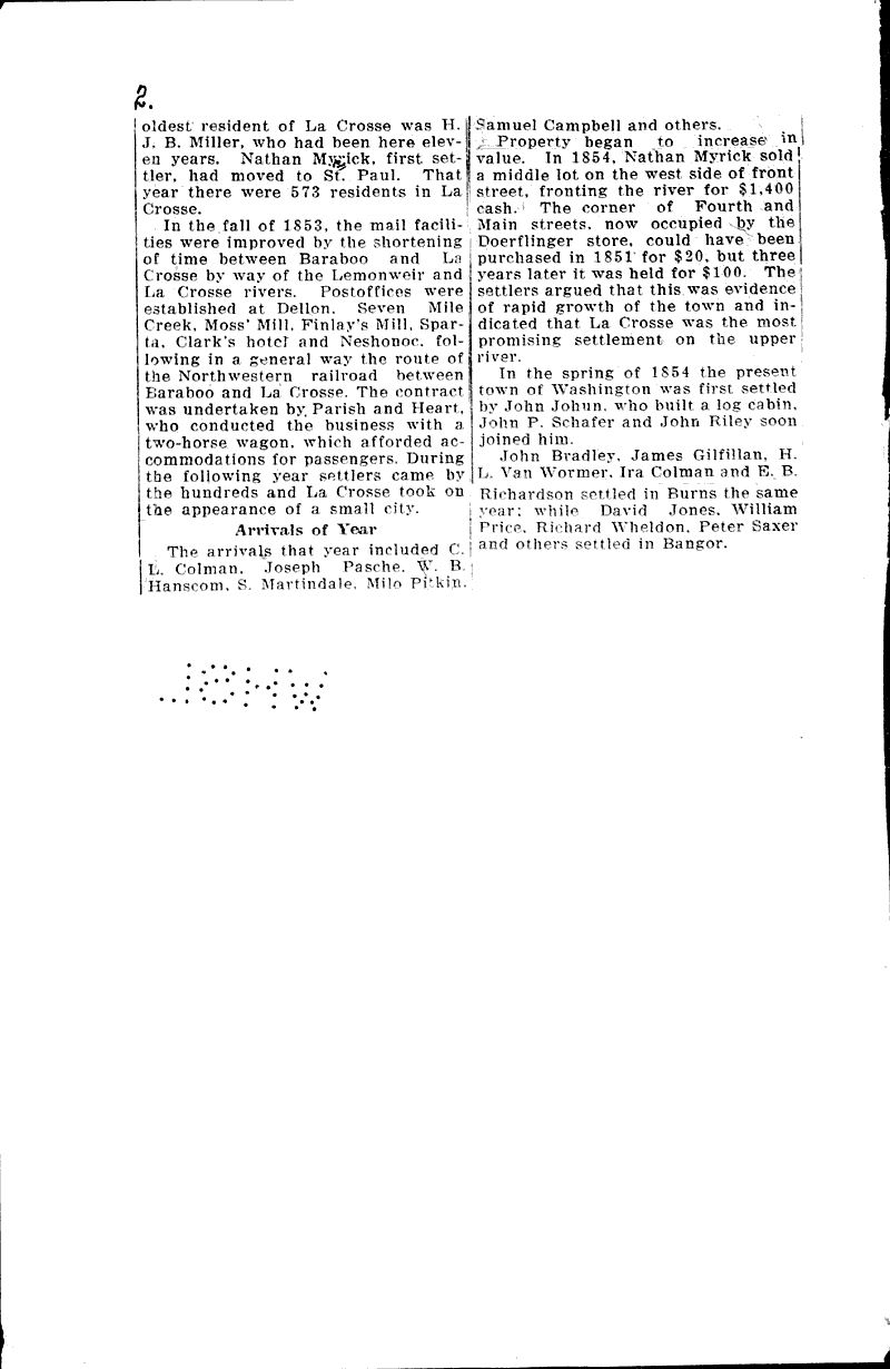Rich coulee lands near La Crosse cost pioneers 1.25 an acre on average Newspaper Article