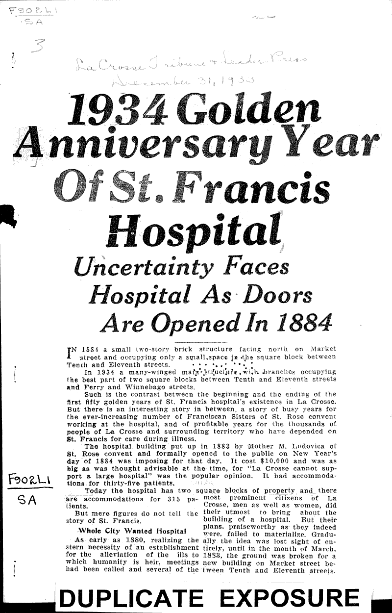  Source: La Crosse Tribune and Leader-Press Topics: Government and Politics Date: 1933-12-31