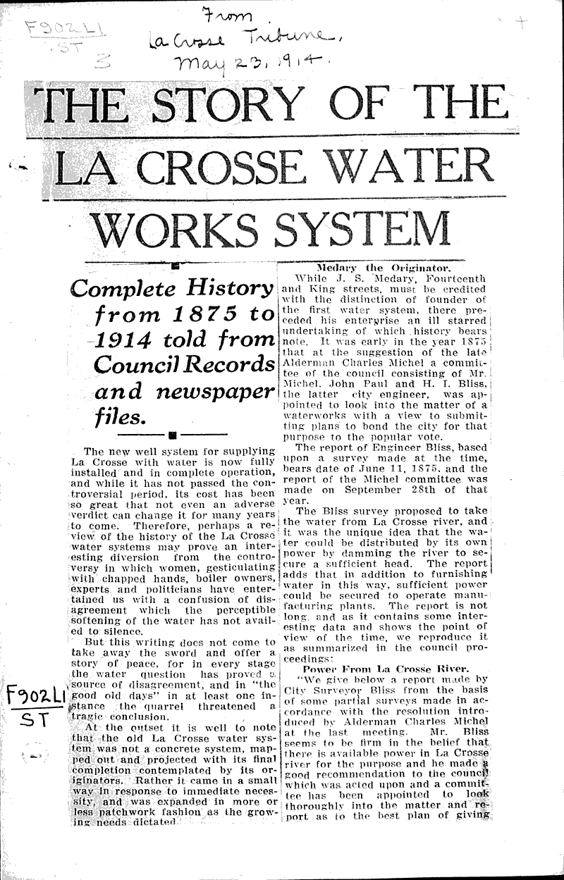  Source: La Crosse Tribune Topics: Government and Politics Date: 1914-05-23