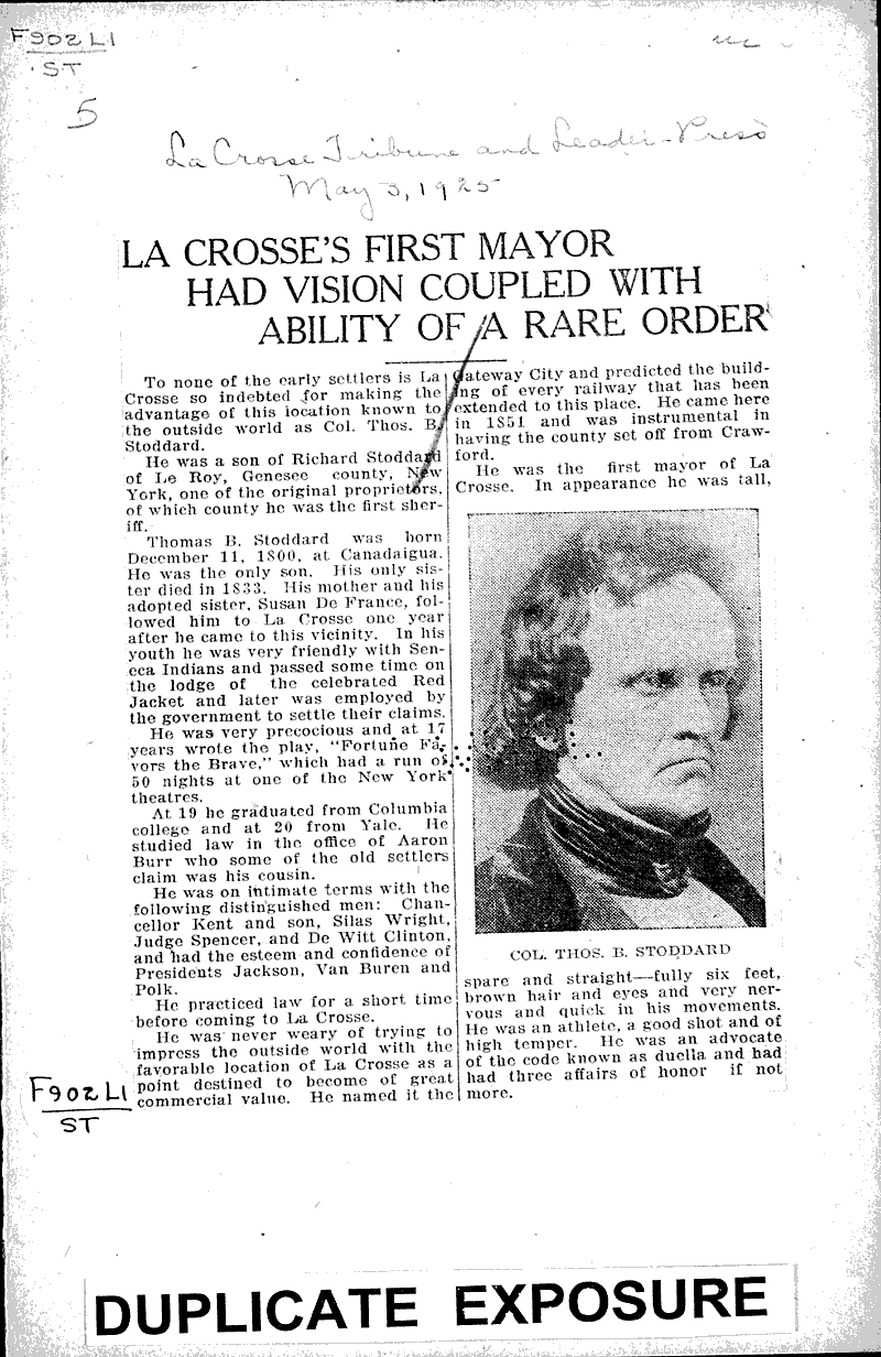  Source: La Crosse Tribune and Leader-Press Topics: Government and Politics Date: 1925-05-03