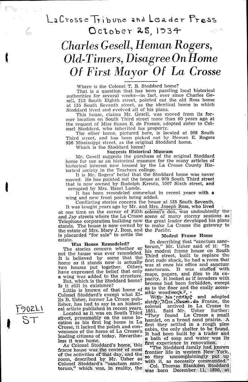  Source: La Crosse Tribune and Leader-Press Topics: Government and Politics Date: 1934-10-25