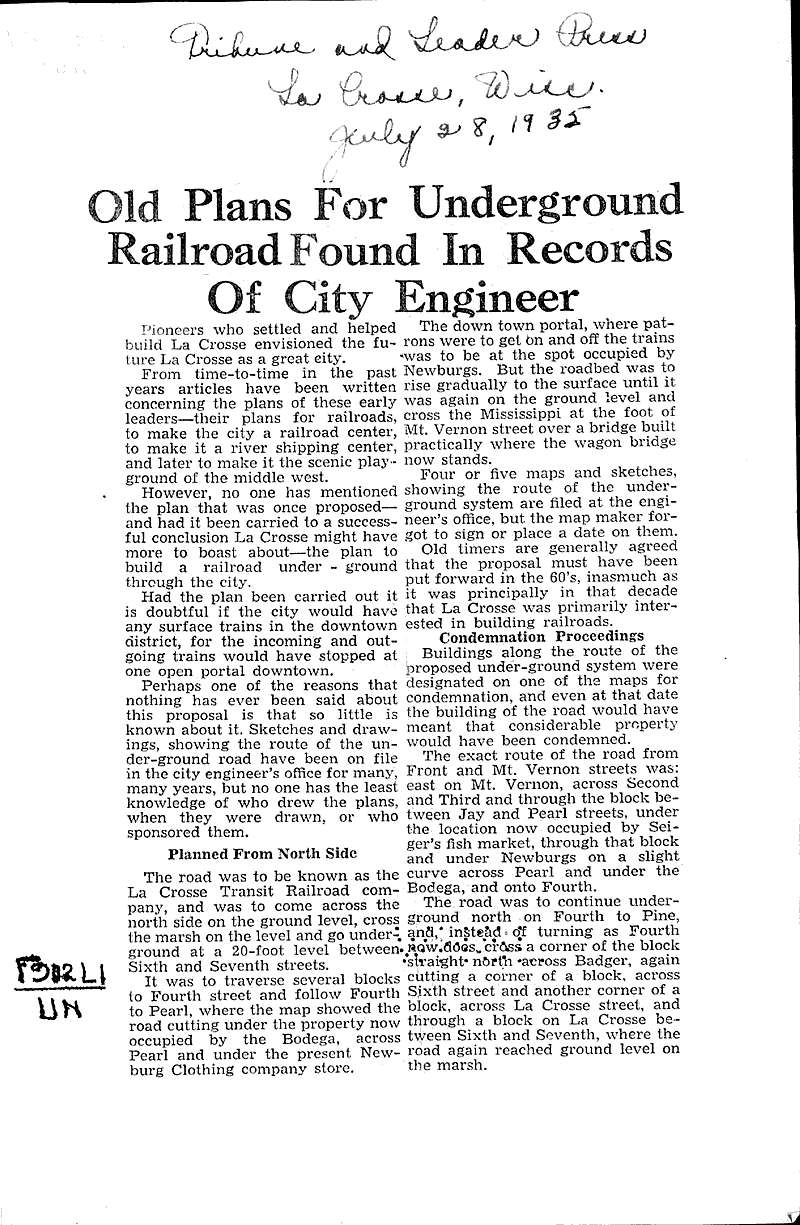 Source: La Crosse Tribune and Leader-Press Topics: Transportation Date: 1935-07-28