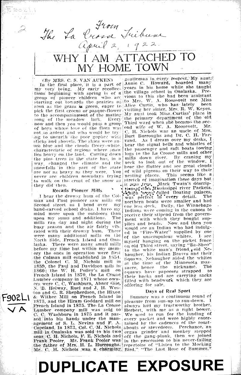  Source: La Crosse Tribune Topics: Government and Politics Date: 1922-04-02