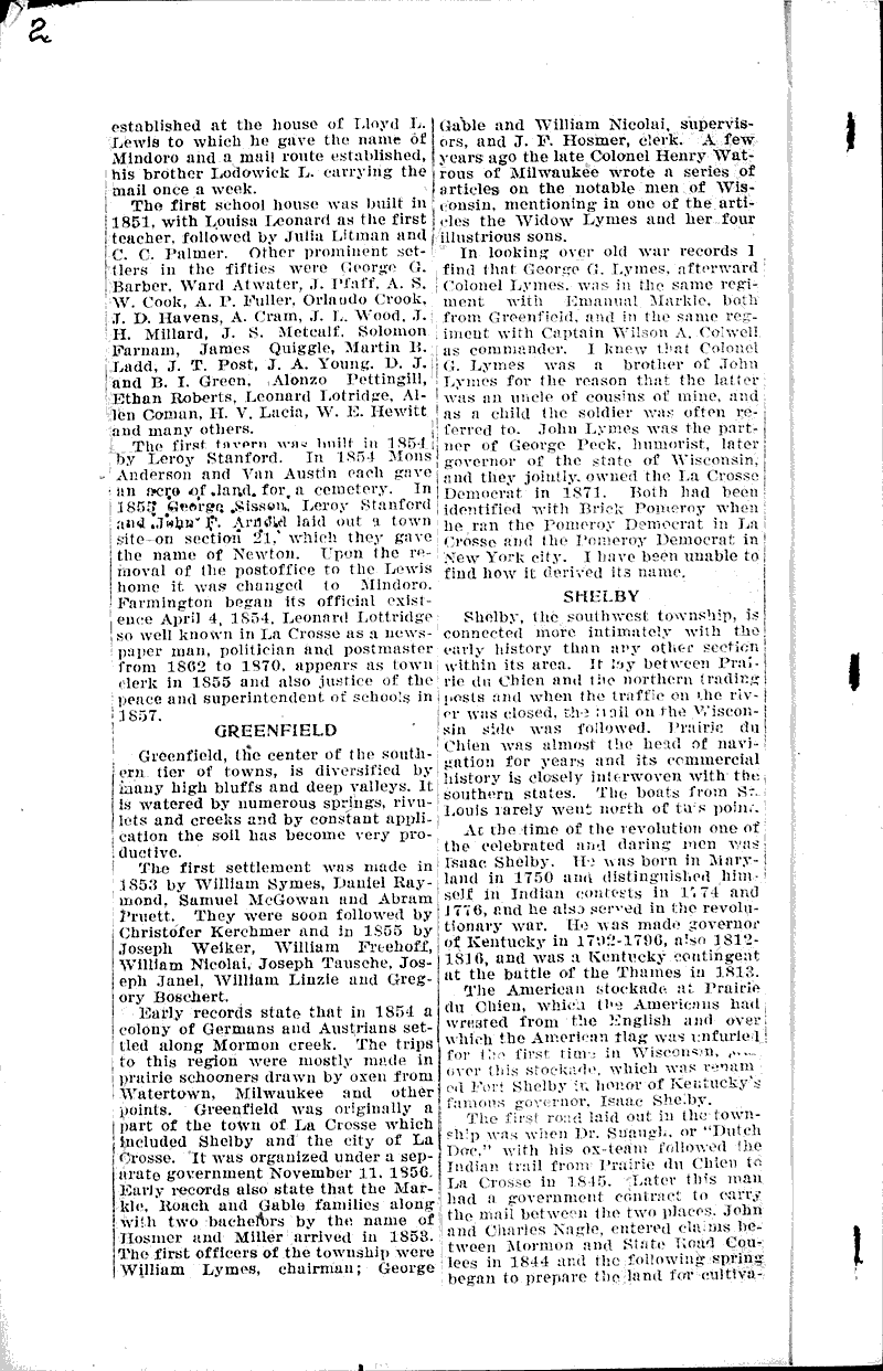 La Crosse county beginnings Newspaper Article/Clipping Wisconsin