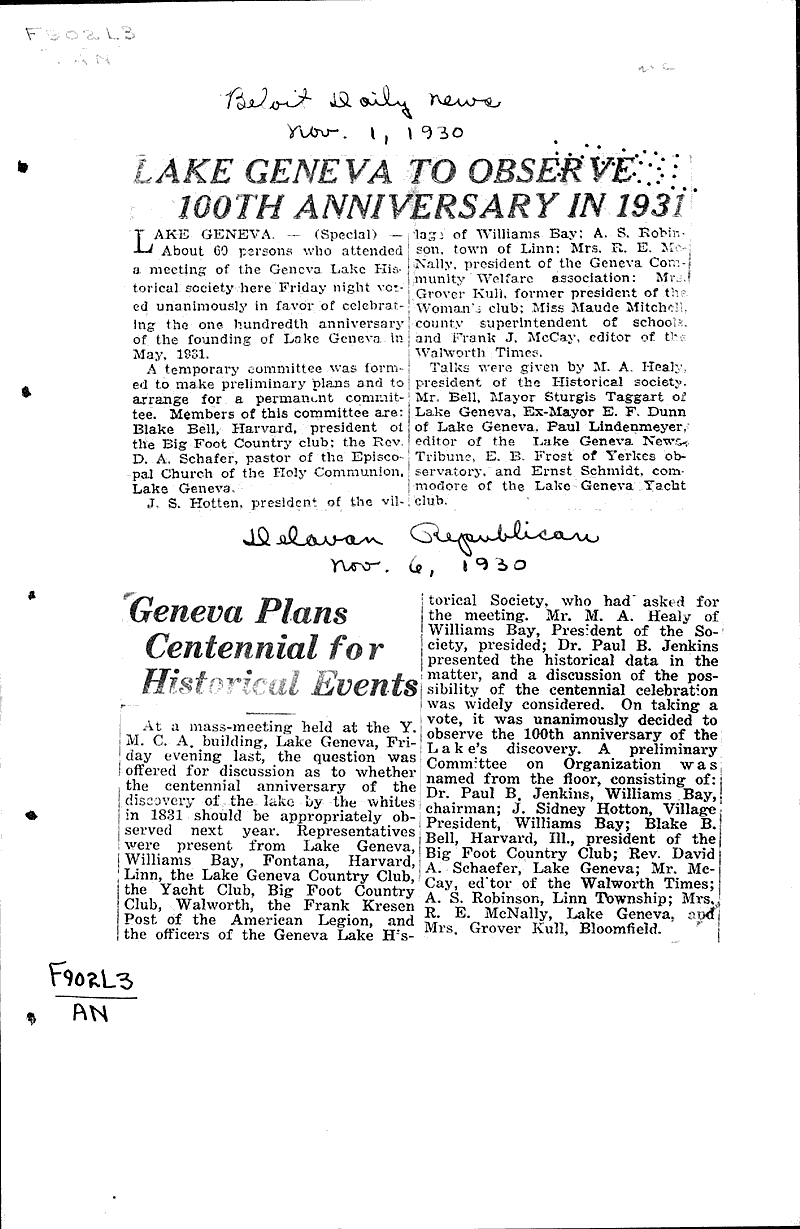  Source: Beloit News Date: 1930-11-01