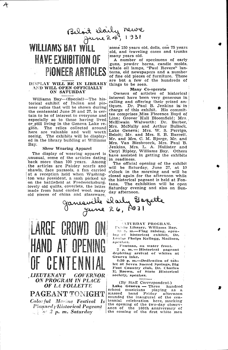  Source: Beloit News Date: 1930-11-01